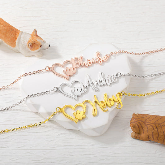 Personalized Pet Heart Name Necklace