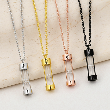 Engraved Initial Hourglass Urn Necklace