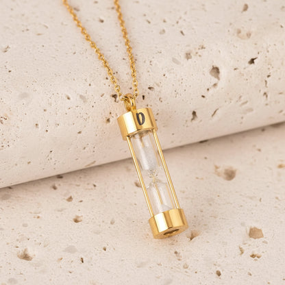Engraved Initial Hourglass Urn Necklace