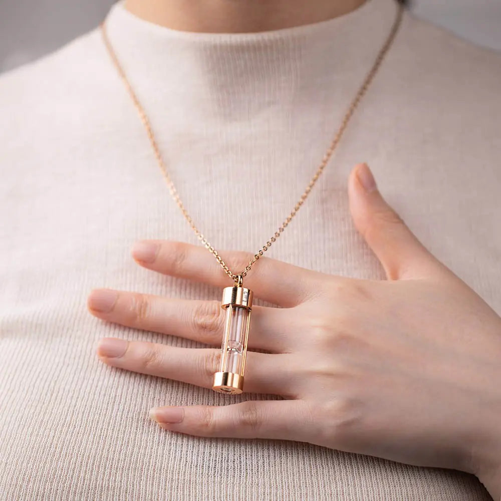 Engraved Initial Hourglass Urn Necklace