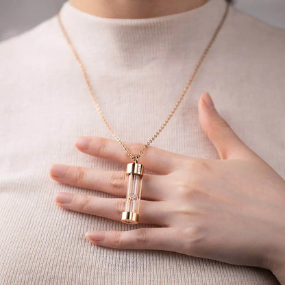 Engraved Initial Hourglass Urn Necklace