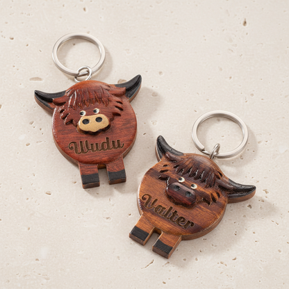 Personalized Highland Cow Keychain