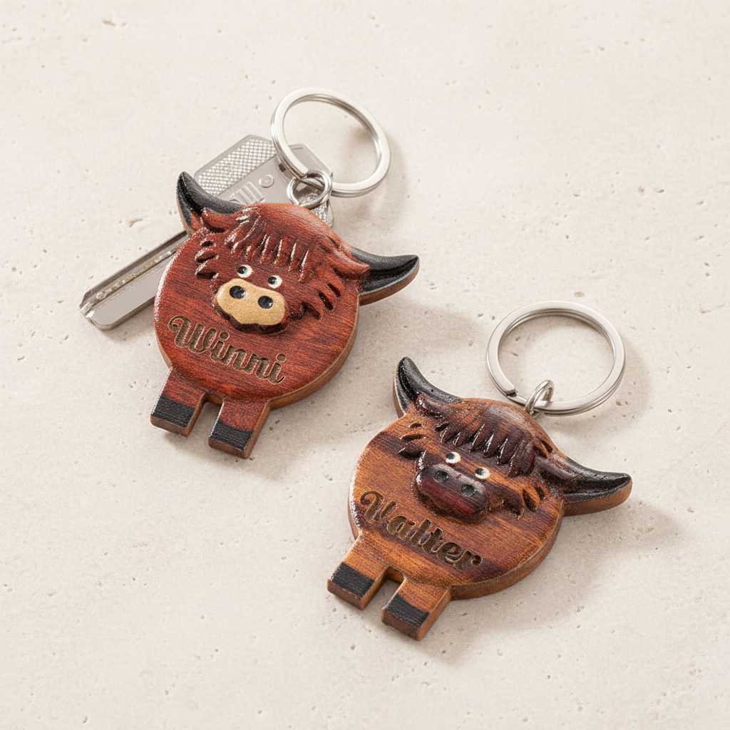Personalized Highland Cow Keychain