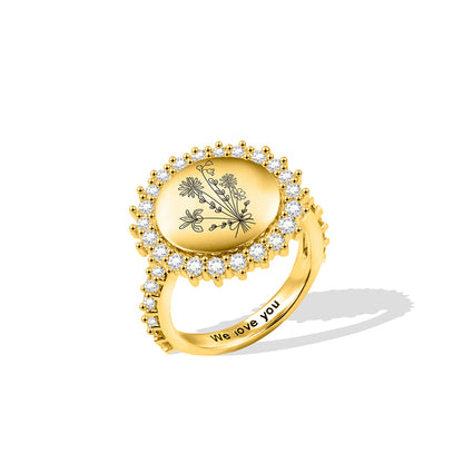 Combined Birth Flowers Sun Ring