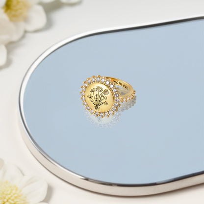 Combined Birth Flowers Sun Ring