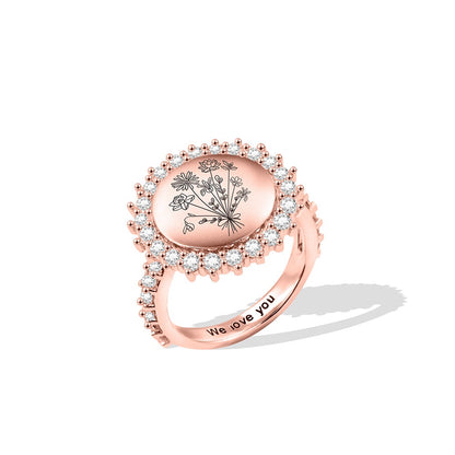 Combined Birth Flowers Sun Ring