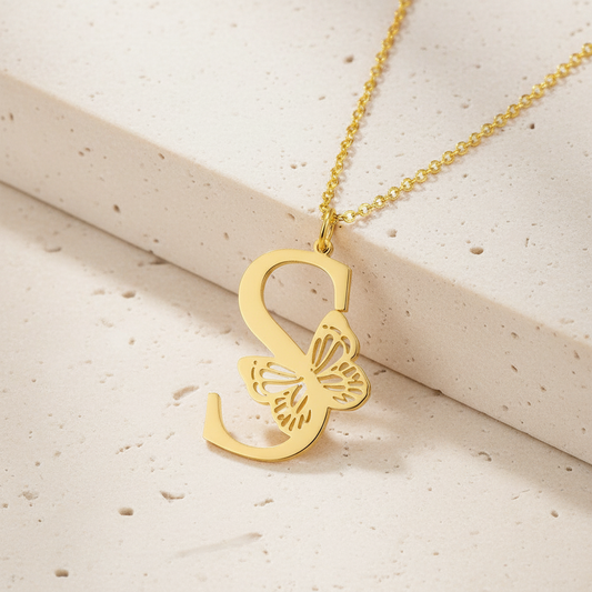 Personalized Butterfly Initial Necklace