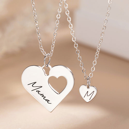 Mommy and Me Heart Necklace Set