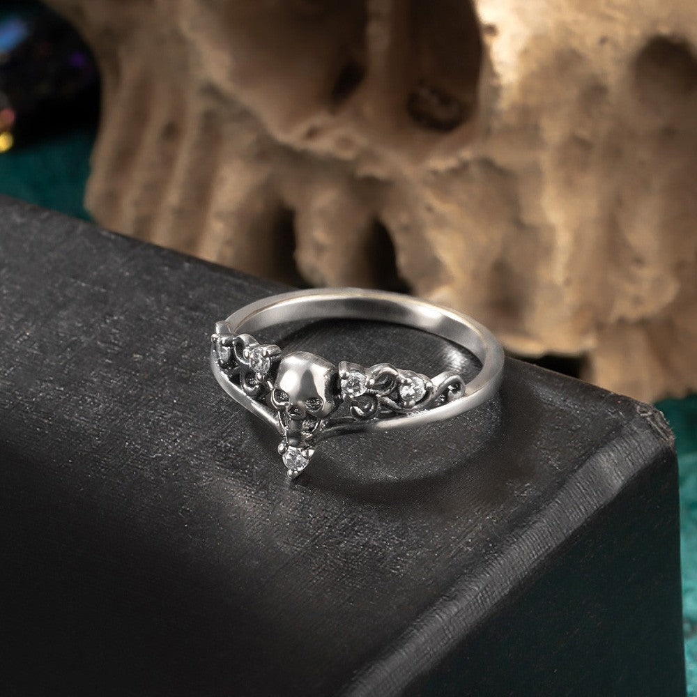 Custom Birthstone Skull Ring