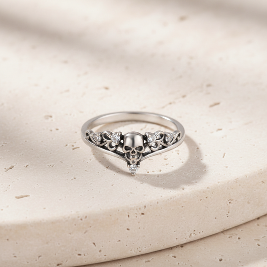 Custom Birthstone Skull Ring