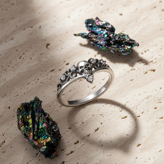 Custom Birthstone Skull Ring