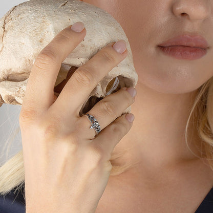 Custom Birthstone Skull Ring