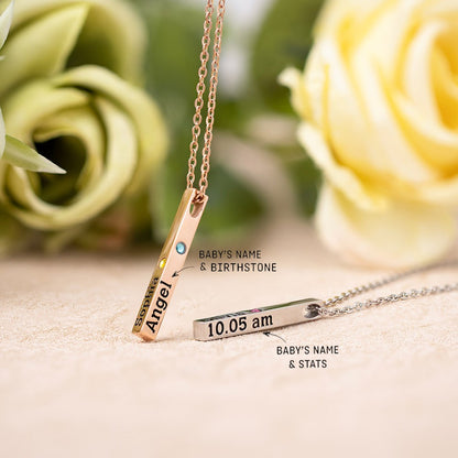 Engraved Birthstone Bar Necklace