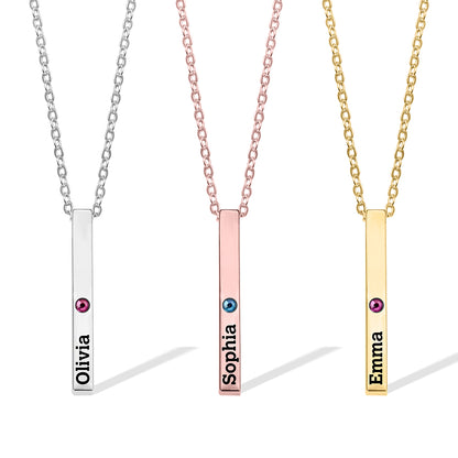 Engraved Birthstone Bar Necklace