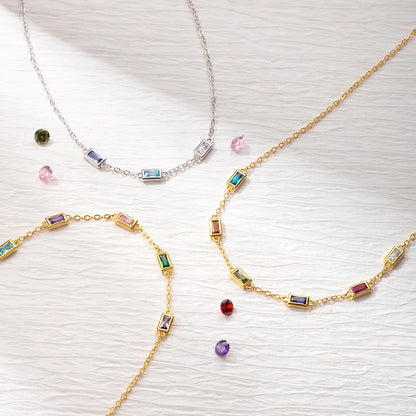 Dainty Combined Birthstone Necklace