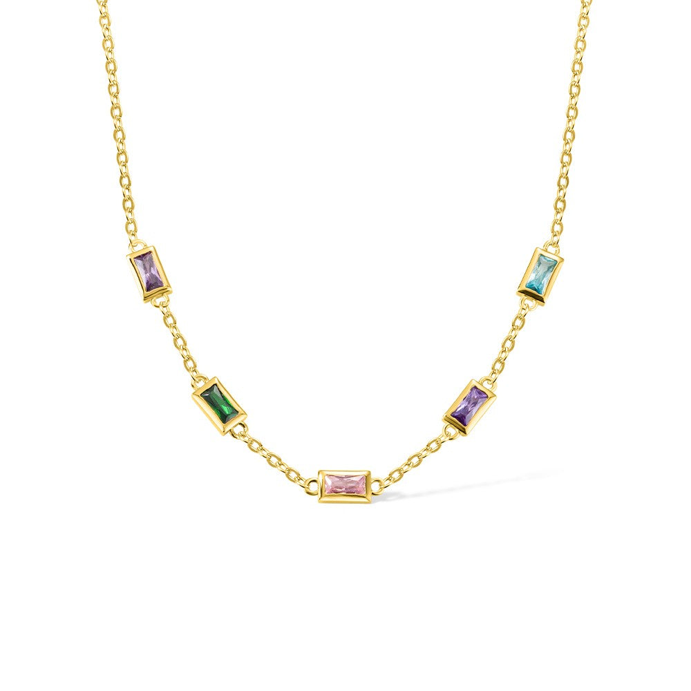 Dainty Combined Birthstone Necklace