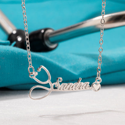 Personalized Stethoscope Name Necklace