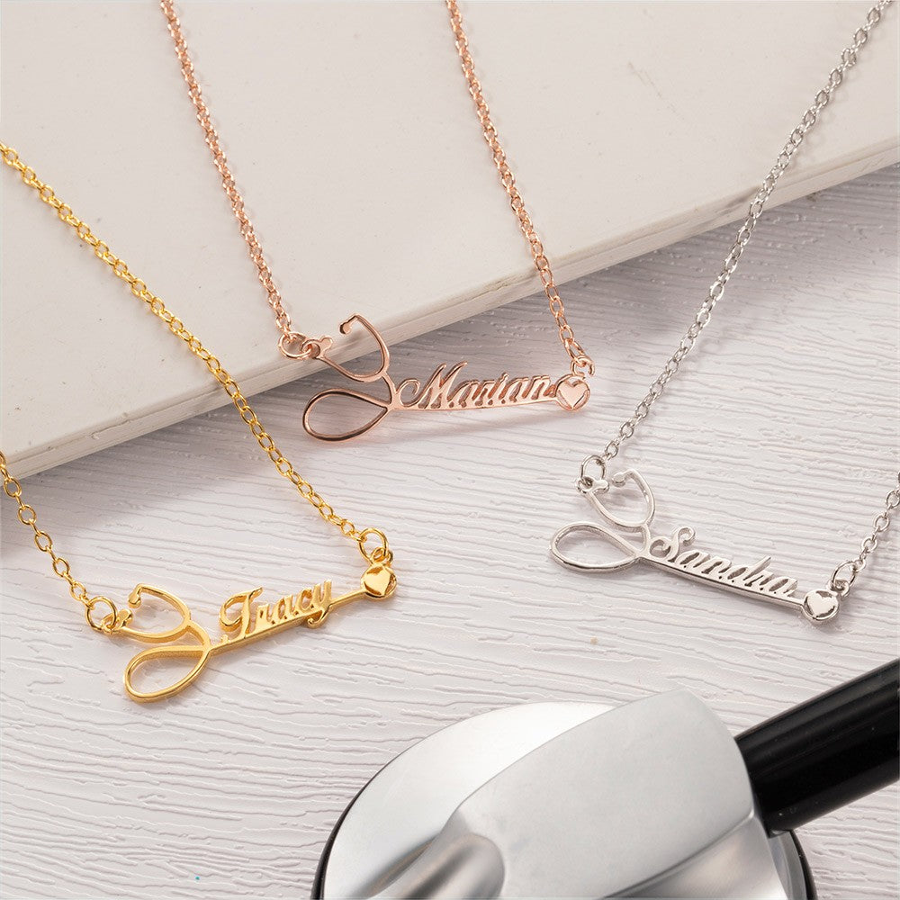 Personalized Stethoscope Name Necklace