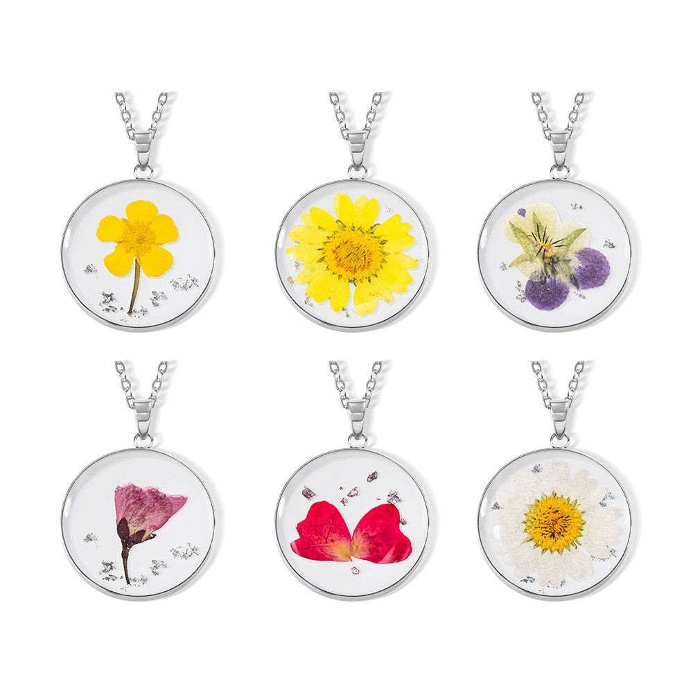 Pressed Birth Flower Resin Necklace