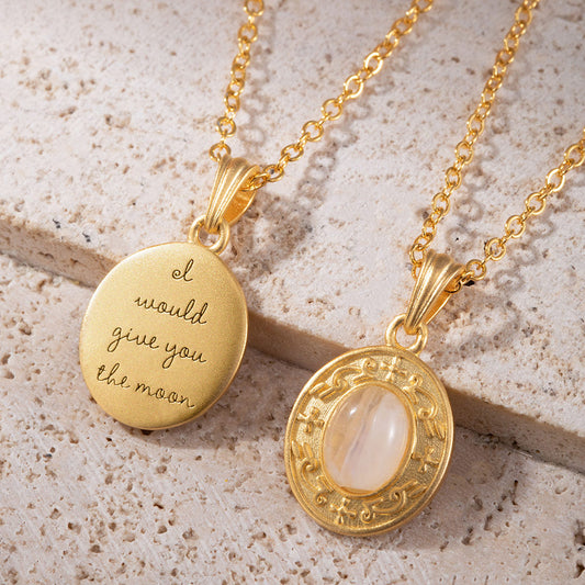 Custom Engraved Moonstone Necklace