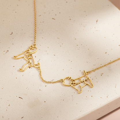 Custom Pet Breed Silhouette Name Necklace
