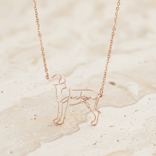 Custom Pet Breed Silhouette Name Necklace