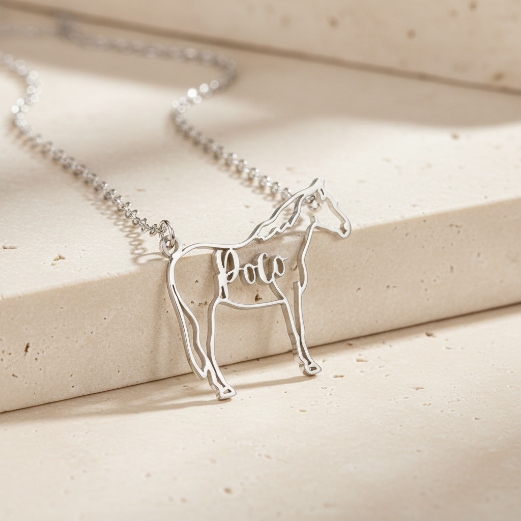 Personalized Name Horse Necklace