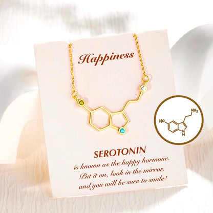 Custom Birthstones Serotonin Molecule Necklace