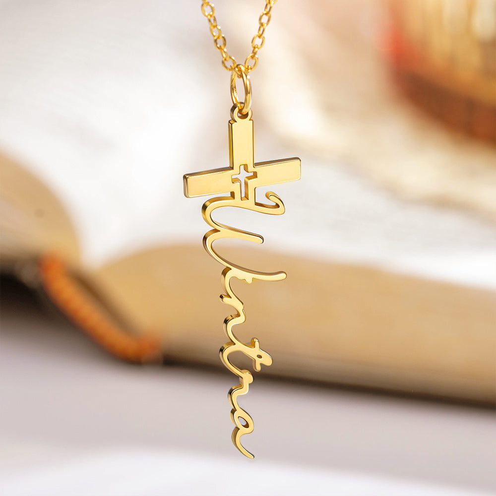 Personalized Cross Name Necklace