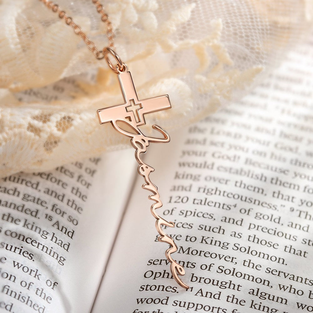 Personalized Cross Name Necklace