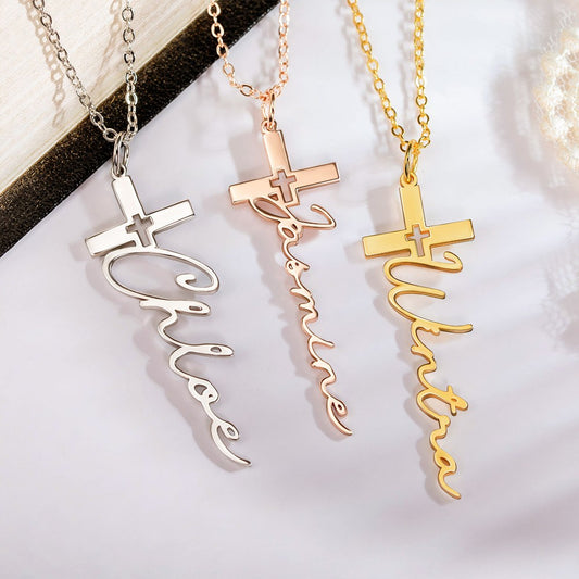 Personalized Cross Name Necklace