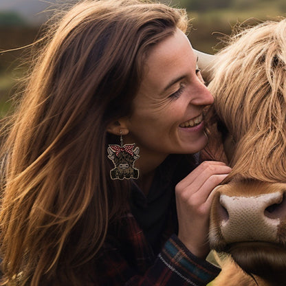 Custom Name Highland Cow Earrings