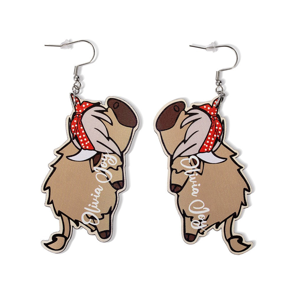 Custom Name Highland Cow Earrings