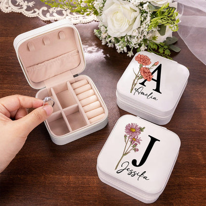 Personalized  Birth Flower Jewelry Box