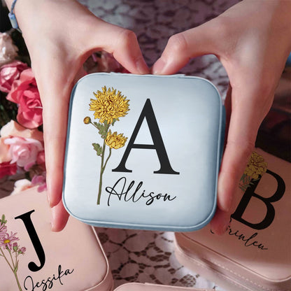 Personalized  Birth Flower Jewelry Box