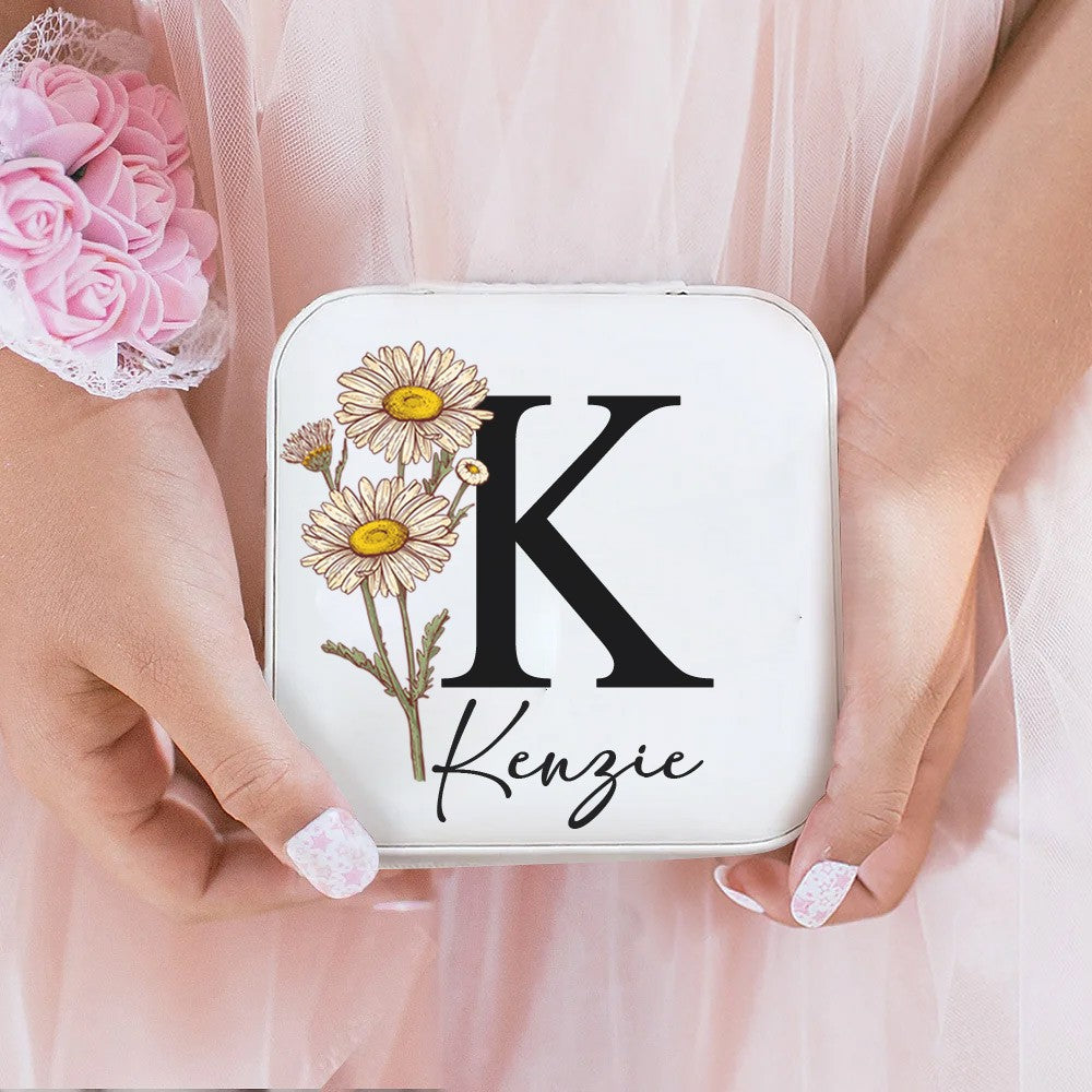 Personalized  Birth Flower Jewelry Box