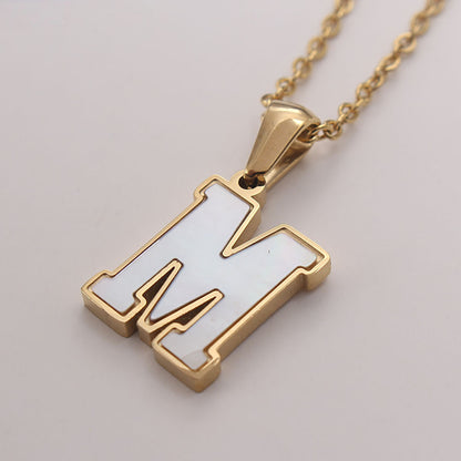 Bold Initial Shell Pendant Necklace