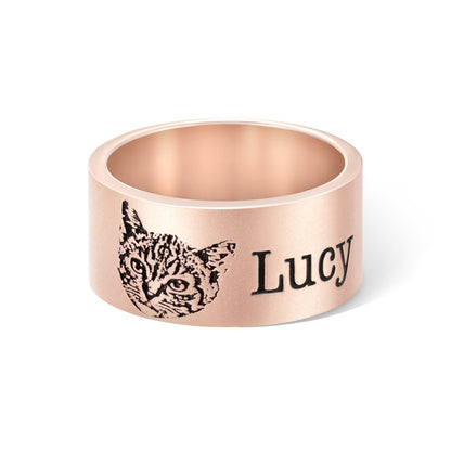 Custom Engraved Pet Photo Ring with Name