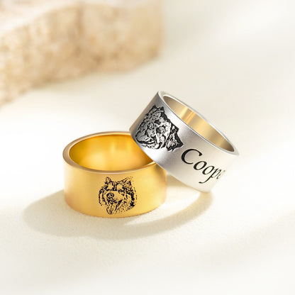 Custom Engraved Pet Photo Ring with Name