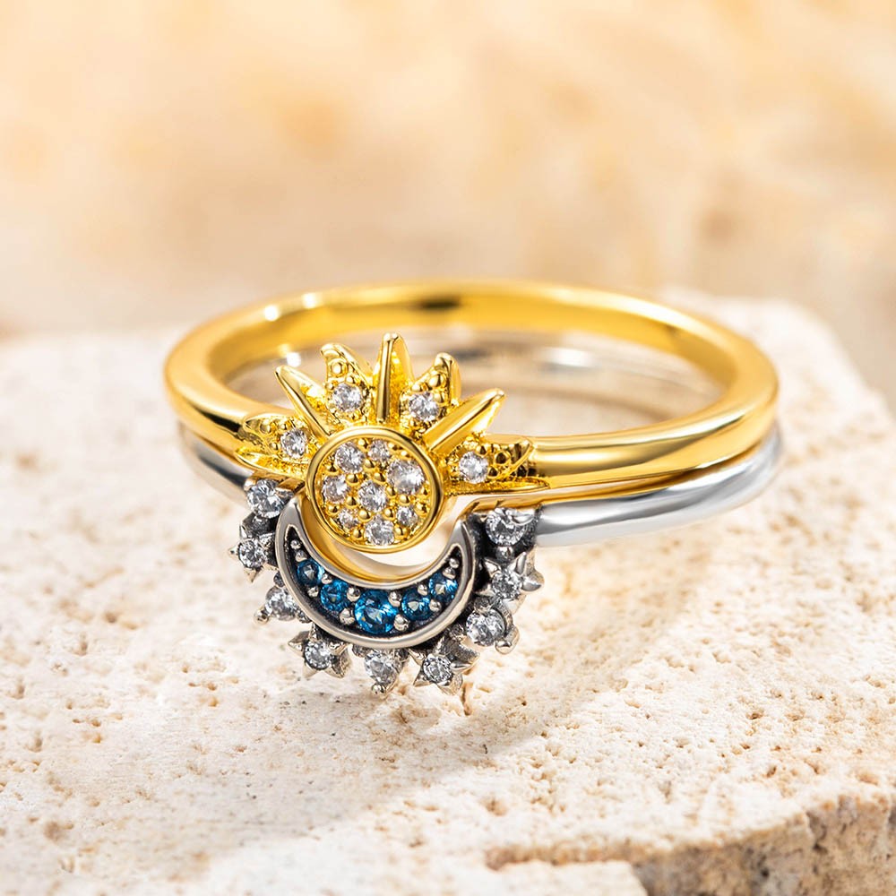 Celestial Moon & Sun Stackable Rings SET – DEVAVIDA