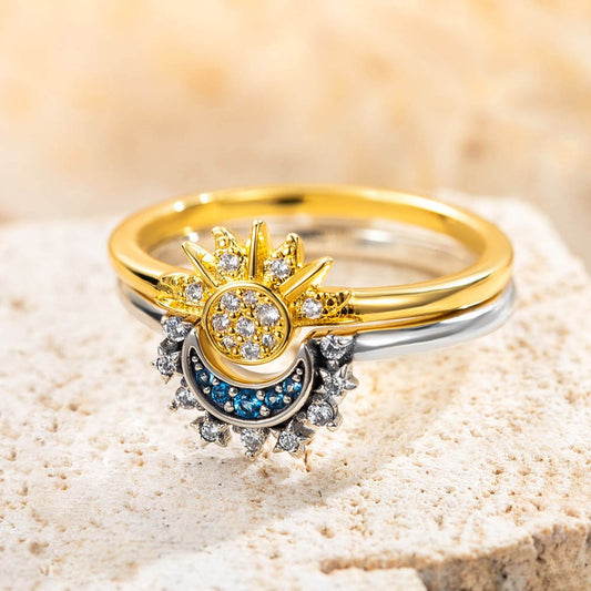 Celestial Moon & Sun Stackable Rings SET