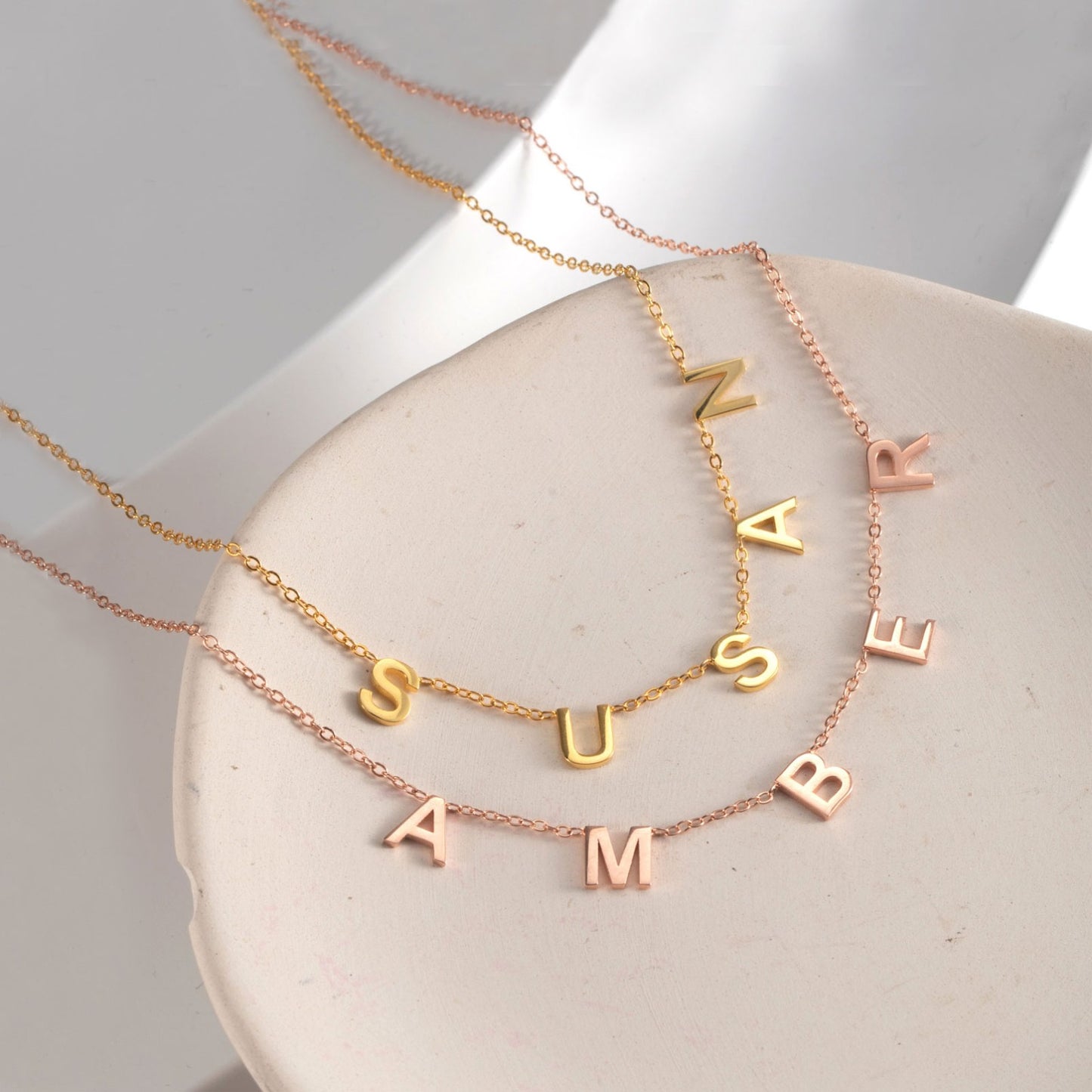 Custom Spaced Initial Name Necklace