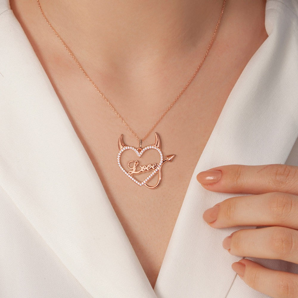 Personalized Devil Heart Name Necklace