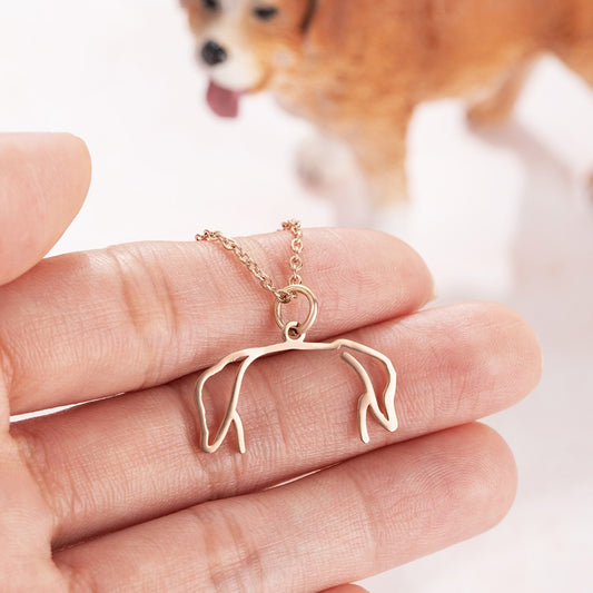 Custom Dog Ears Outline Necklace