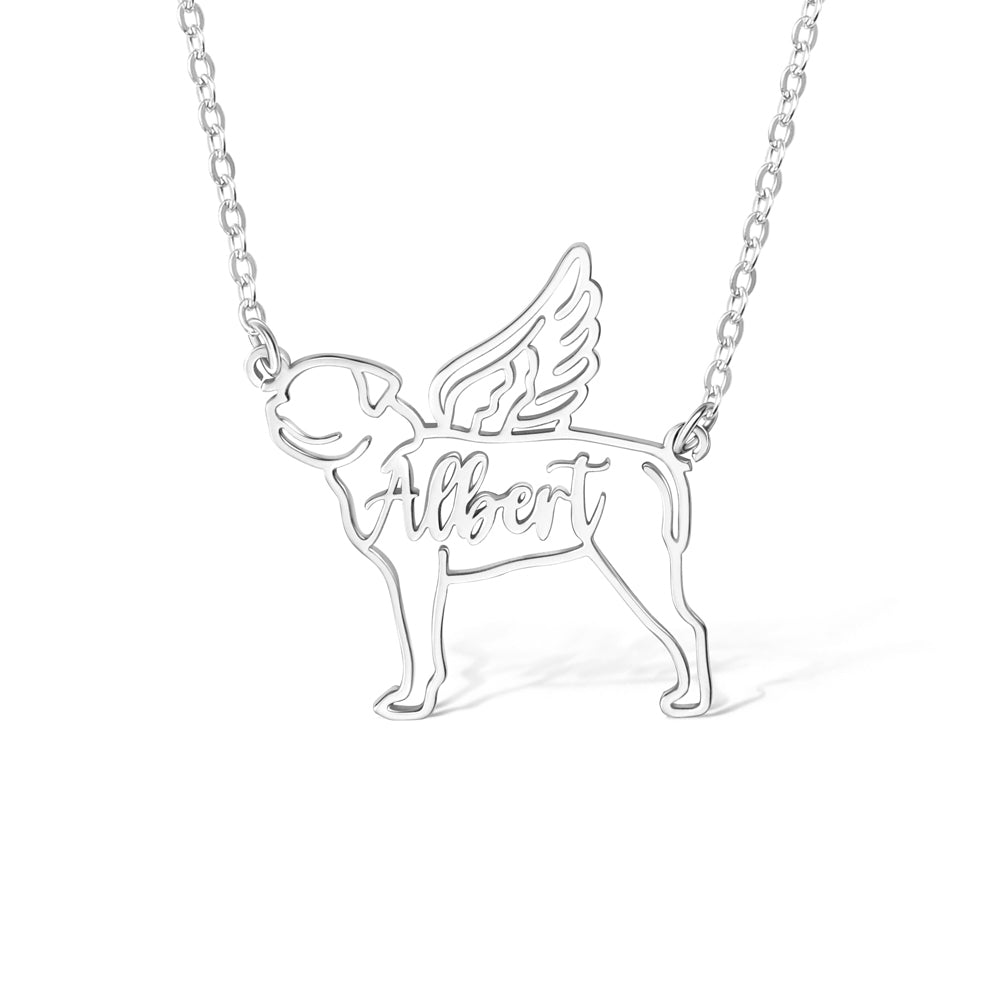 Custom Name Angel Dog Necklace