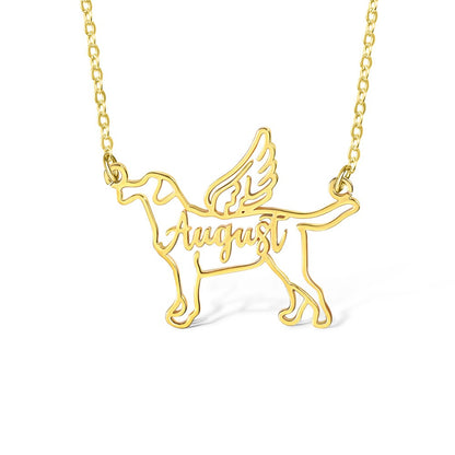 Custom Name Angel Dog Necklace