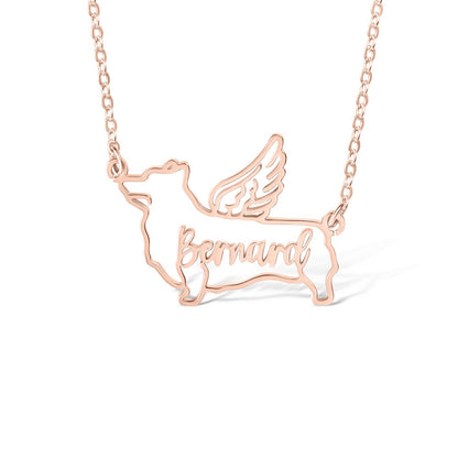 Custom Name Angel Dog Necklace