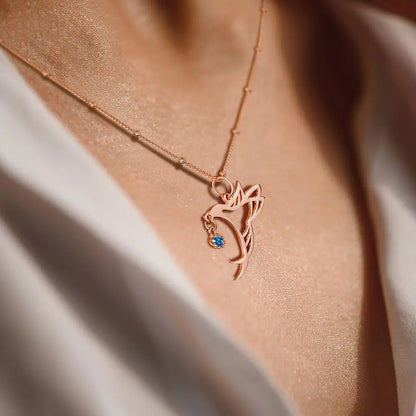 Personalized Birthstone Hummingbird Necklace