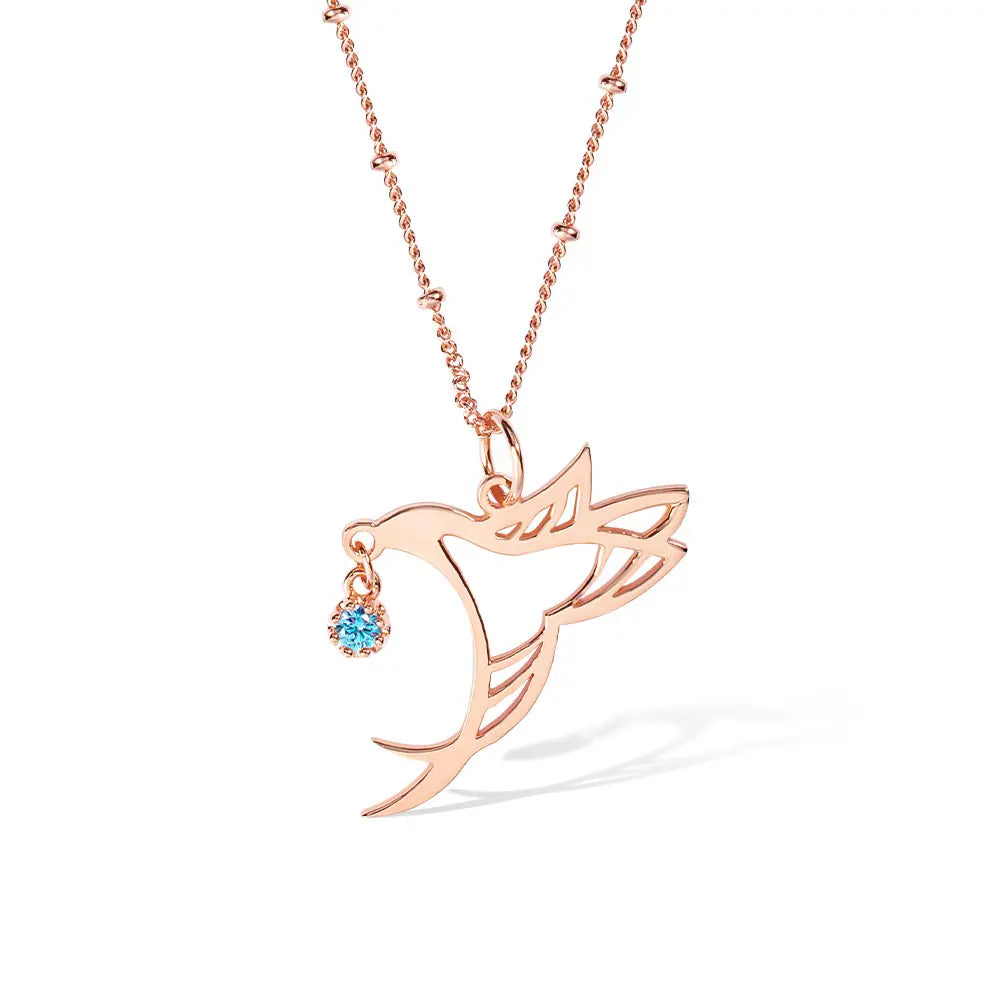 Personalized Birthstone Hummingbird Necklace