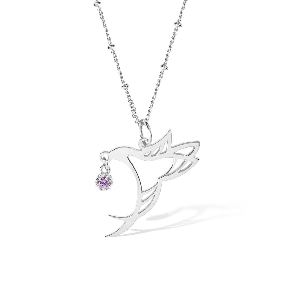 Personalized Birthstone Hummingbird Necklace